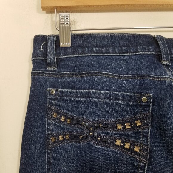 White House Black Market Flare Leg Stretch Jeans Blue Size 6 - Picture 9 of 10